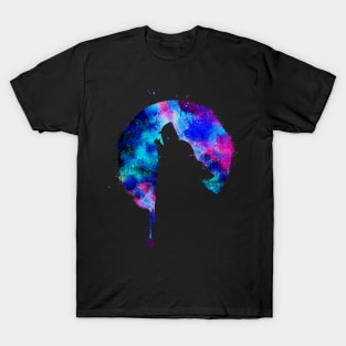 Howling Wolf Moon Space Galaxy Drips Hipster Trend Gift T-Shirt